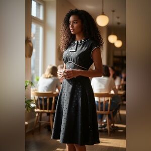 Stop Staring Polka Dot A-Line Dress, Black, Size Small, NWT